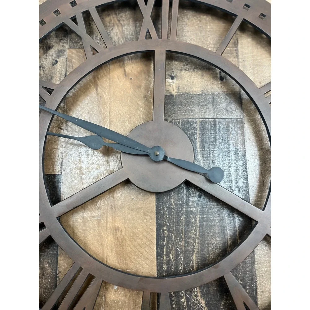 Takane Bronze Metal Roman Numeral Skeleton Wall Clock 18 Inch Industrial 200303